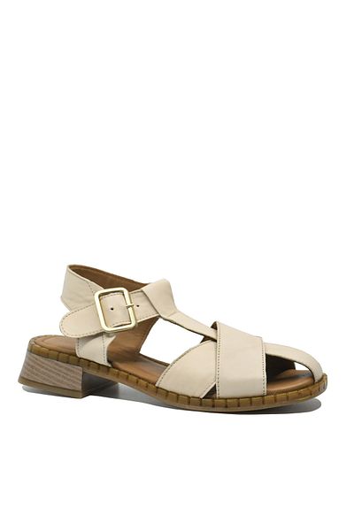 Anna Women's Sandals Viotti Beige with Wide Crossed Straps