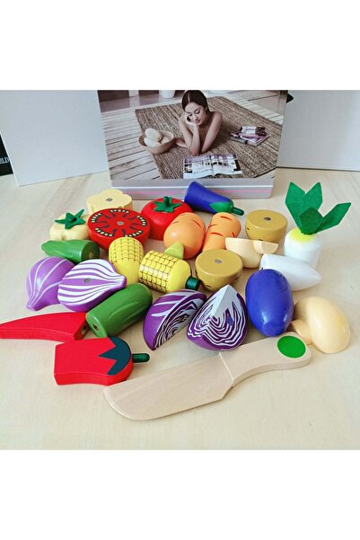 Picodino Wooden Toy Slicing Basket with Vegetables
