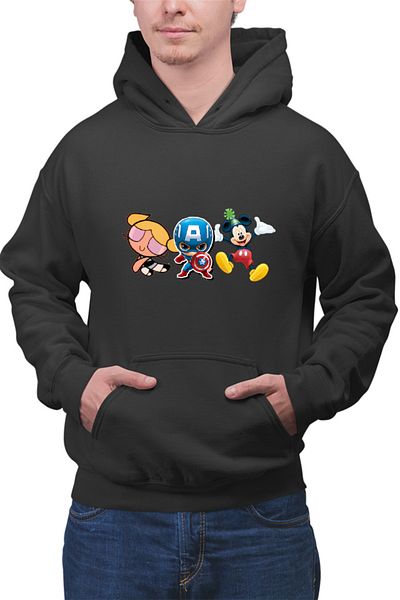 OEM Men's Hoodie Captain America Chibi Small Cute Mickey Mouse Powerpuff