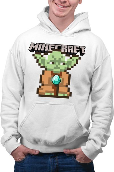 OEM Men's Hoodie Baby Yoda Minecraft Pixel Art Cute