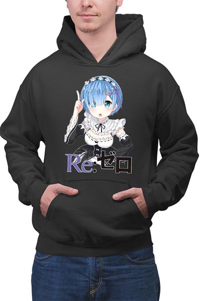 OEM Men's Hoodie Re Zero REM Doki Doki Best Waifu Demon
