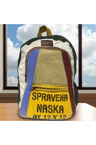 Old Cotton Quality Colorful Vintage Casual Design Daily Backpack Travel School Travel Bag 28 cm X 37 cm