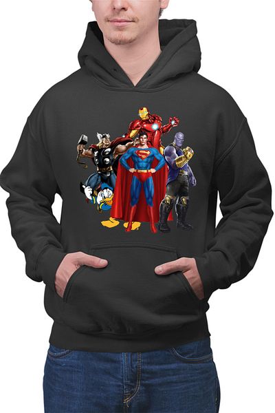 OEM Men's Hoodie Thor Donald Duck Superman Ironman Thanos Villian Hero Cool