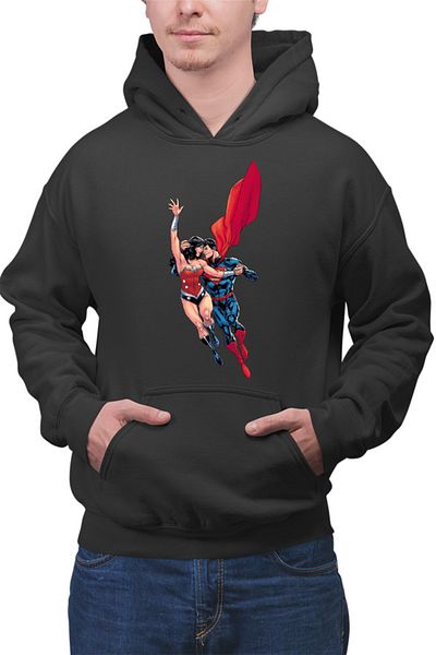 OEM Men's Hoodie Wonder Woman Superman Super Lovers Fly Cape Save Protect
