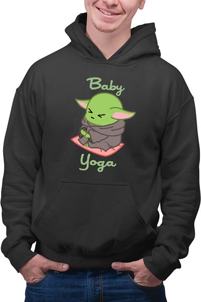 OEM Men's Hoodie Baby Yoda Meditation Morning Stress