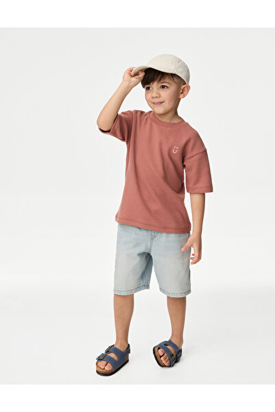 Marks & Spencer Saf Pamuklu Dokulu T-Shirt (1-7 Yaş)