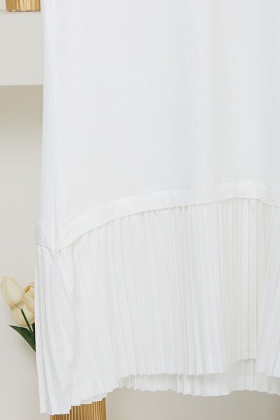 hafsamina Pleated Combed Cotton Underwear Zero Sleeve Off White Hm2695