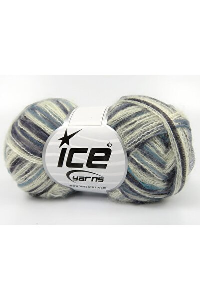 Ice yarns 8x50 جرام. صوف توكان، كريم أكريليك، ألوان الفيروز، درجات الرمادي ال...