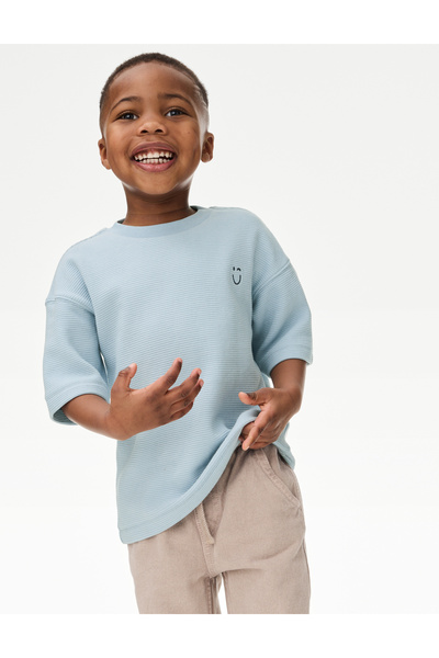 Marks & Spencer Saf Pamuklu Dokulu T-Shirt (1-7 Yaş)