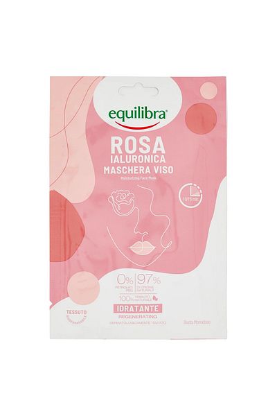 Equilibra Rosa Hyaluronic Face Mask, Made of 100% Natural Fabric, Amazing Moisturizing Effect, Single Dose