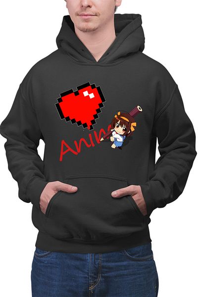 OEM Men's Hoodie Haruhi Suzumiya Love Anime Minecraft Write School