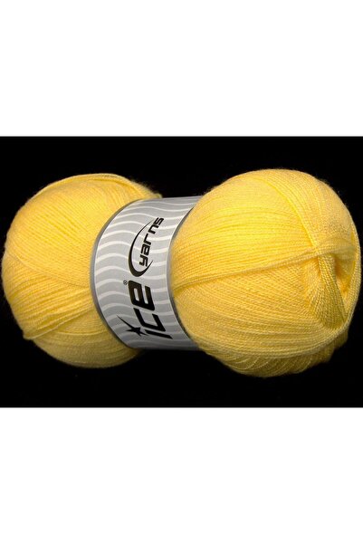 Ice yarns 4 × 90 جرام. تخفيضات على خيوط الأكريليك الصفراء العادية، مناسبة للش...
