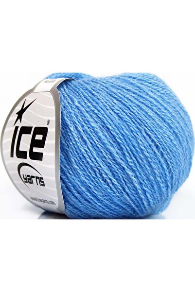 Ice yarns 6×25 جرام. حرير ميرينو، صوف ميرينو أزرق فاخر، ميرينو، حرير، شتوي، ر...