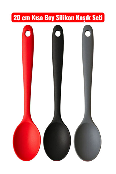 HZL HOME 20 cm Short Size Silicone Spoon Set Ultra Hard Tip