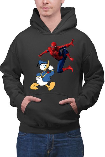 OEM Men's hoodie Donald Duck Spiderman Web Marvel DC Disney Angry