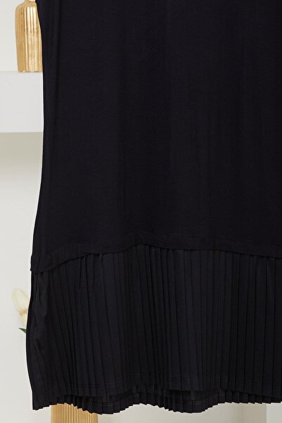 hafsamina Pleated Combed Cotton Underwear Zero Sleeve Black Hm2695