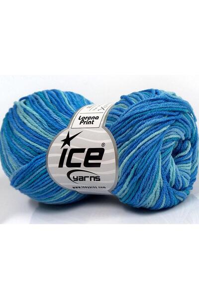 Ice yarns 8x50 جرام. خيوط صيفية من الأكريليك والقطن بألوان زرقاء من لورينا بر...