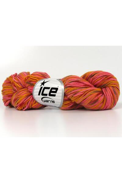 Ice yarns 3x100 جرام. كشمير مصبوغ يدويًا، ألوان الكشمير الأحمر والبرتقالي الف...