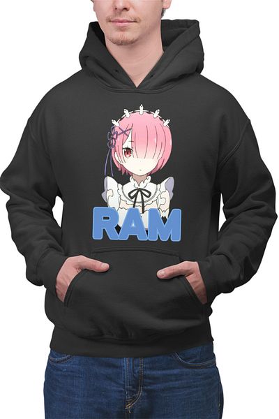 OEM Men's hoodie Re Zero RAM Sister Isekai Paranormal Demon Time Travel