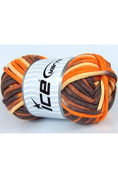 Ice yarns 1×250 جرام. خيوط قطنية جامبو ملونة، ألوان البرتقالي، الأصفر، والبني...