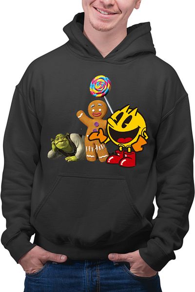 OEM Men's sweatshirt Pac Man Shrek Cookie Happy