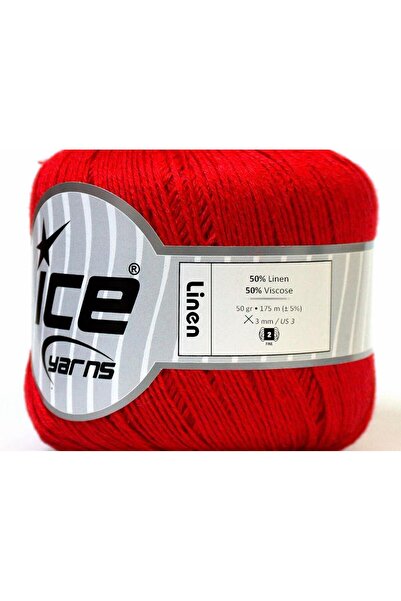 Ice yarns 6x50gr. LINEN Viskon, Keten Kırmızı Viskon, Yazlık İplikler, Keten