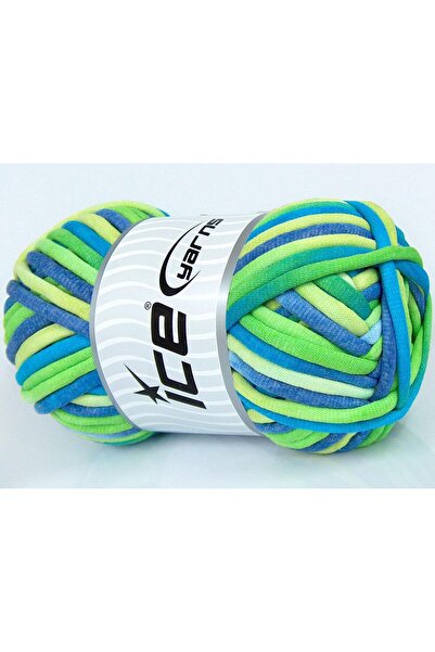 Ice yarns 1×250 جرام. خيوط قطنية جامبو ملونة، ألوان أزرق، أرجواني، أخضر، خيوط...