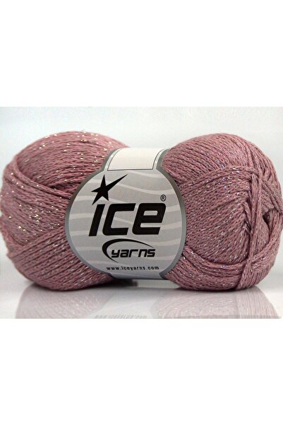 Ice yarns 8x50 جرام. قماش قطني معدني أنيق، لامع معدني، قطن بلون الورد المجفف،...