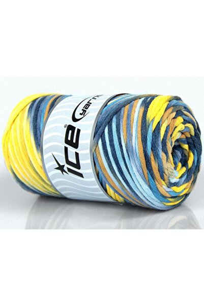 Ice yarns 1×250 جرام. خيوط قطنية طبيعية بلون 3 مم، درجات اللون الأزرق القطني،...