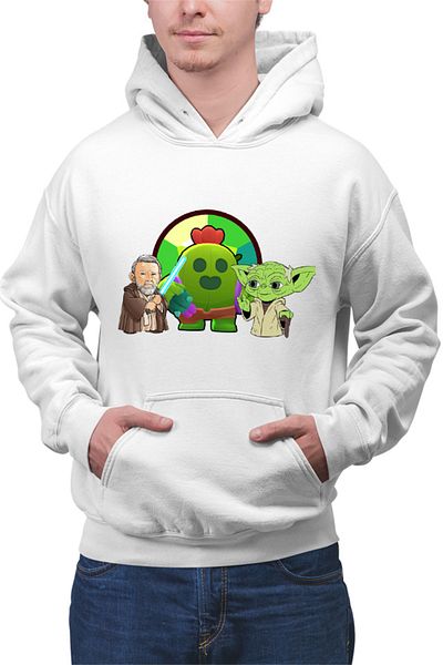 OEM Men's Hoodie Brawl Stars Cactus Flower Bio StarWars Obi Wan Kenobi Yoda