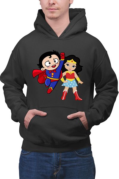 OEM Men's Hoodie Superman Wonder Woman Cartoon Hero Comics