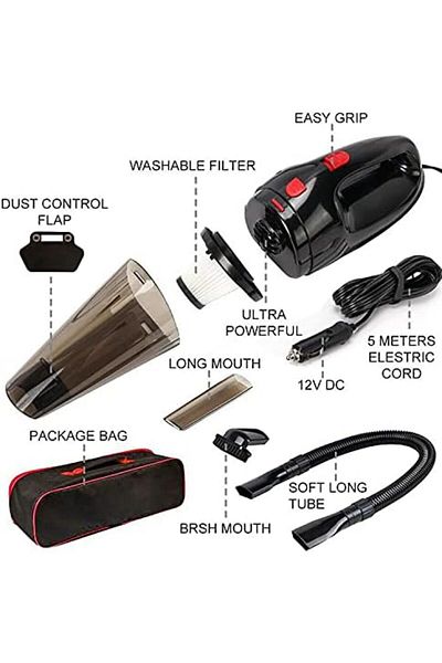 Generic Car Vacuum Cleaner, 90W Handheld with Powerful Suction – Wet & Dry Multifunctional Portable