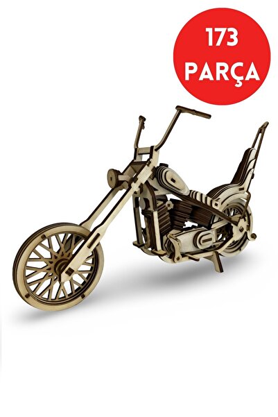 ALGWOOD Chopper Tarzı Ahşap Motosiklet Maketi | Orta Seviye 3D Puzzle 173 Parça
