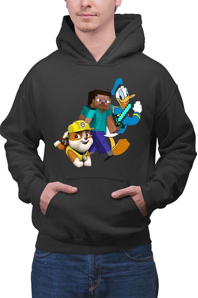 OEM Men's Hoodie Minecraft Paw Power Donald Duck Steve Gameplay