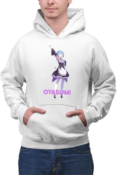 OEM Men's Hoodie Re Zero REM Oyasumi Otaku Sleep Maiden Tired