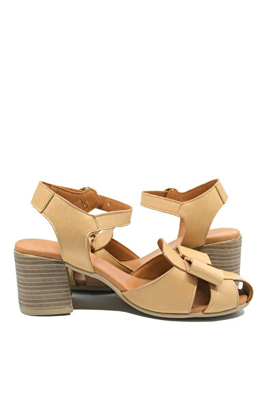Anna Viotti sandals with bow, beige, made of genuine leather