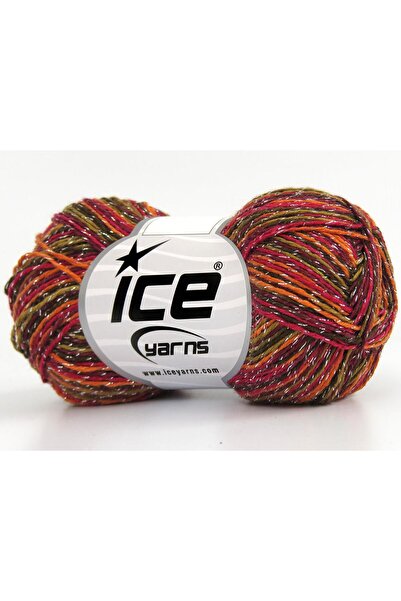 Ice yarns 8x50 جرام. ألوان صيفية لامعة معدنية، ألوان أكريليك حمراء، برتقالية،...