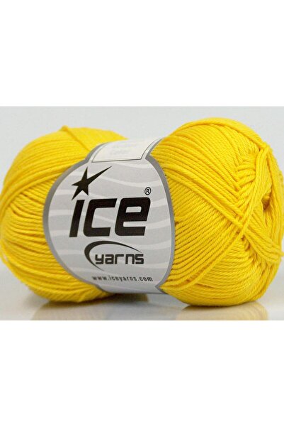 Ice yarns 6×50 جرام. خيوط قطنية صيفية صفراء من القطن المرسيريزد من ألمينا، قط...