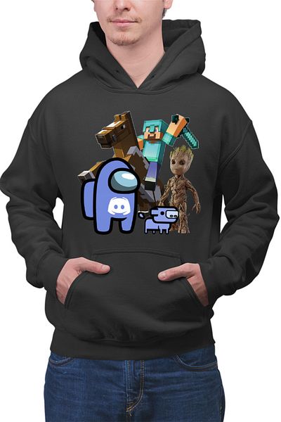 OEM Men's Hoodie Among Discord Baby Groot Minecraft Diamond Sword
