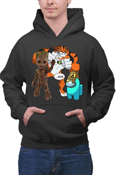 OEM Men's Hoodie Baby Groot Ben 10 Huge Cat Among Us Top