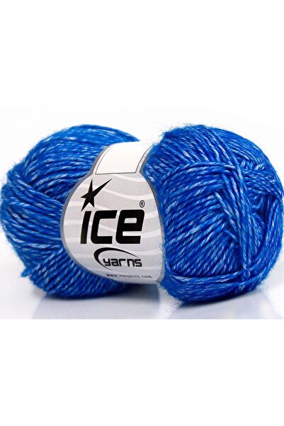 Ice yarns 8x50 جرام. خيوط دنيم أكريليك، خيوط صيفية زرقاء من القطن، قطن