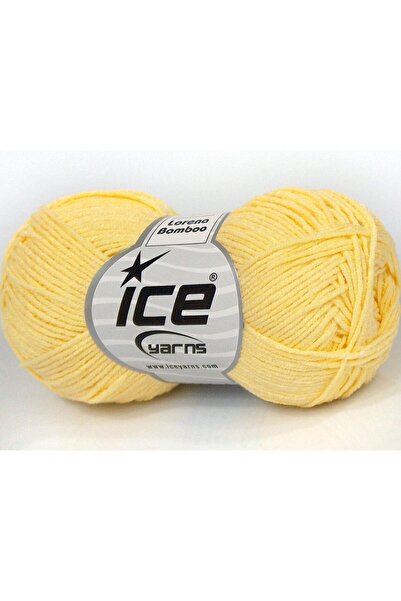Ice yarns 8x50 جرام. خيوط أكريليك من LORENA BAMBOO، خيوط صيفية صفراء من الخيز...