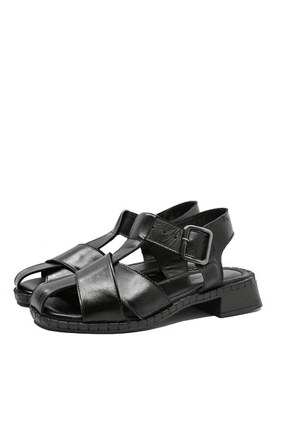 Anna Sandale damă Viotti cu barete late, negre, din piele naturală