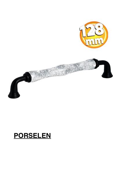 Porcellana Perla (12,8cm) Porcelain Cabinet Handle Drawer Handle Bathroom Kitchen Children's Handle Furniture Handle -Sapphire128Mm-Stk3377