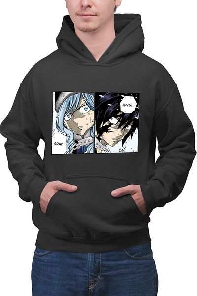 OEM Men's Hoodie Fairy Tail Otaku Manga Gray
