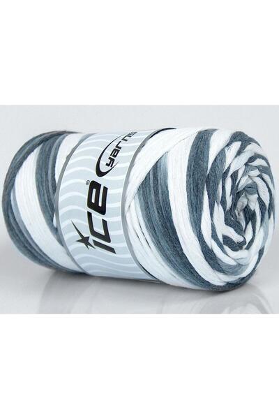 Ice yarns 1×250 جرام. خيوط قطنية طبيعية بلون 3 مم، أبيض، درجات رمادية، خيوط ص...