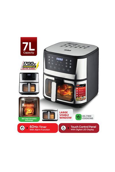 Sandfox Sanford 8-Liter Digital Air Fryer with Dual Grill, Grey, SF2454Af, 1600.0 Watts