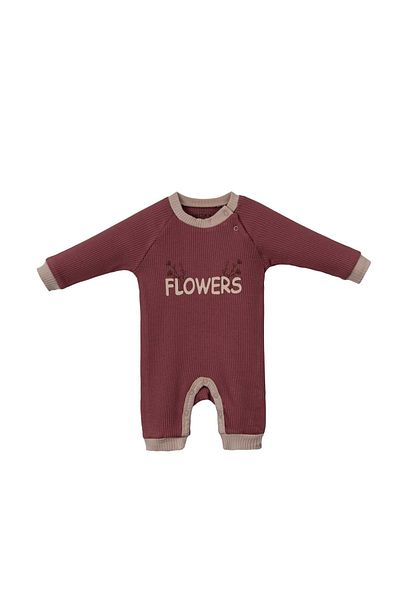 Necix's Flowers Triple Jumpsuit Set Without Booties Salmon
