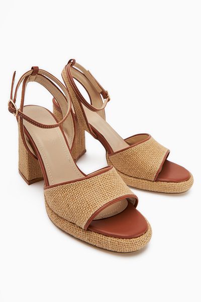 Limoya Kiana Straw Thick Heeled Women's Sandals