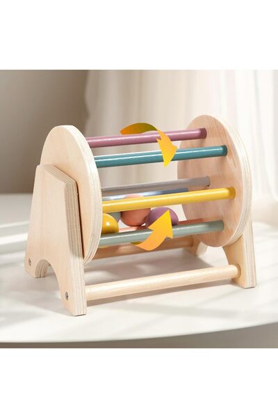 Picodino Jucarie din lemn rulanta pentru bebelusi - dezvoltare vizuala si senzoriala, Montessori